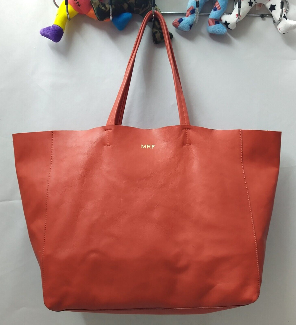 Cuyana Red Soft Leather Double Handle Large Tote Shoulder Bag